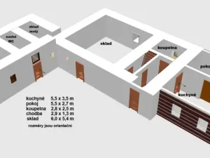 Prodej podílu 1/2 chalupy, Bílý Újezd - Roudné, 90 m2