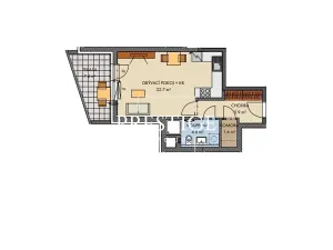 Pronájem bytu 1+kk, Praha - Stodůlky, Ferrariho, 43 m2