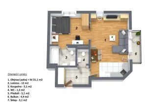 Pronájem bytu 2+kk, Praha, Lipovská, 55 m2