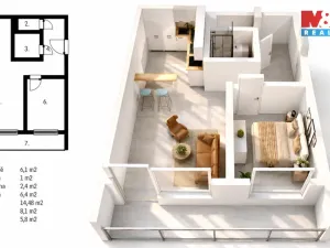 Prodej bytu 2+kk, Kladno, Čs. armády, 46 m2