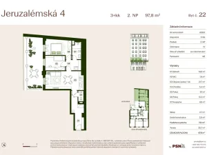 Prodej bytu 3+kk, Praha, Jeruzalémská, 69 m2