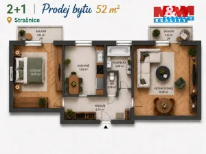 Prodej bytu 2+1, Praha - Strašnice, Královická, 52 m2