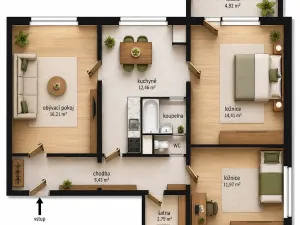 Prodej bytu 3+1, Otrokovice, Družstevní, 72 m2