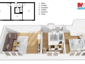 Prodej bytu 2+1, Pardubice - Zelené Předměstí, Benešovo náměstí, 53 m2