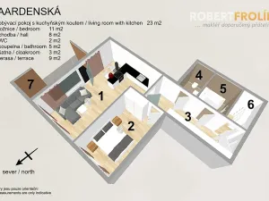 Pronájem bytu 2+kk, Praha - Liboc, Naardenská, 54 m2