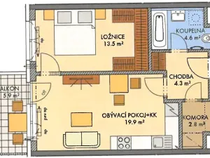 Prodej bytu 2+kk, Praha - Třebonice, Thomasova, 53 m2