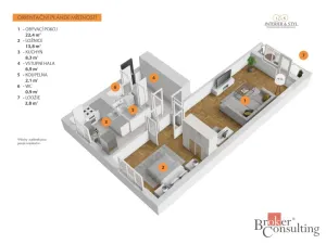 Pronájem bytu 2+1, Praha, 57 m2