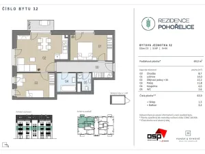 Pronájem bytu 3+kk, Pohořelice, U Kasáren, 70 m2