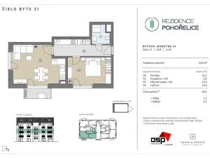 Pronájem bytu 2+kk, Pohořelice, U Kasáren, 55 m2