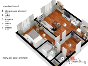 Prodej bytu 2+kk, Králův Dvůr, Popelky Biliánové, 51 m2