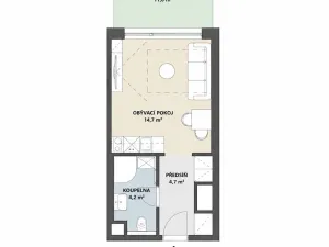 Pronájem bytu 1+kk, Praha - Hlubočepy, Na Zlíchově, 26 m2