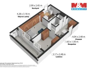Prodej bytu 2+1, Kralupy nad Vltavou - Lobeček, Krakovská, 40 m2