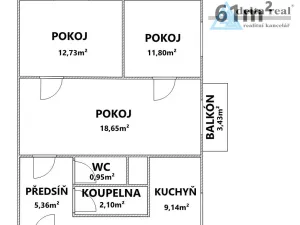 Prodej bytu 3+1, Šumperk, U sanatoria, 61 m2
