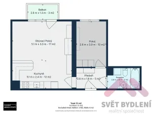 Pronájem bytu 2+kk, Praha - Krč, Tavolníková, 52 m2