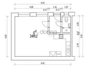 Pronájem bytu 1+kk, Praha, Kutnohorská, 34 m2
