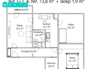 Pronájem bytu 3+1, Olomouc - Nová Ulice, Jílová, 74 m2