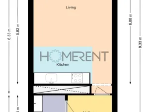 Pronájem bytu 1+kk, Praha - Nusle, Sekaninova, 35 m2