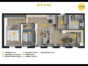 Pronájem bytu 3+kk, Opava, Sadová, 72 m2