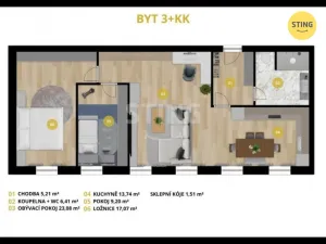 Pronájem bytu 3+kk, Opava, Sadová, 72 m2
