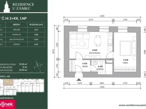Prodej bytu 2+kk, Vsetín, Horní náměstí, 38 m2