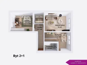 Prodej bytu 2+1, Šumperk, Gagarinova, 56 m2