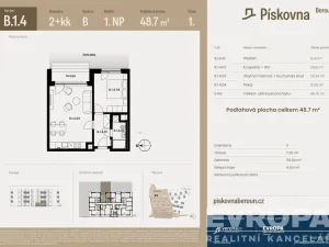 Prodej bytu 2+kk, Beroun, 49 m2