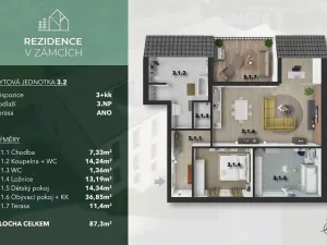 Prodej bytu 3+kk, Praha - Bohnice, V Zámcích, 92 m2