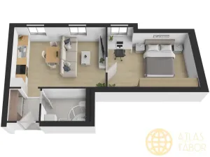 Pronájem bytu 2+kk, Tábor, Převrátilská, 46 m2