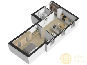 Pronájem bytu 2+kk, Tábor, Převrátilská, 46 m2