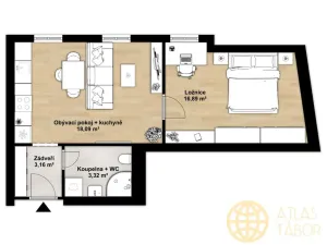 Pronájem bytu 2+kk, Tábor, Převrátilská, 46 m2