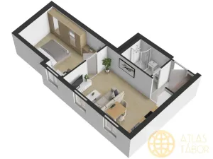 Pronájem bytu 2+kk, Tábor, Převrátilská, 46 m2