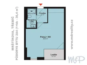 Pronájem bytu 1+kk, Třebíč, Mrštíkova, 45 m2