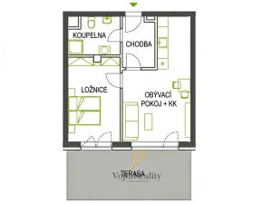 Pronájem bytu 2+kk, Olomouc, Třída Jiřího Pelikána, 46 m2