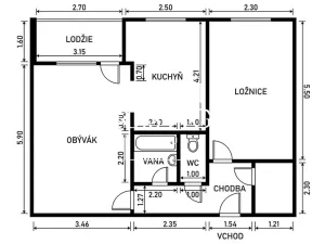 Pronájem bytu 2+1, Praha - Kobylisy, Famfulíkova, 60 m2