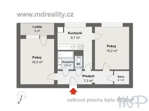 Prodej bytu 2+1, Jihlava, Žižkova, 57 m2