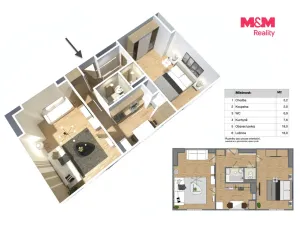 Prodej bytu 2+1, Hořovice, Na Radosti, 51 m2