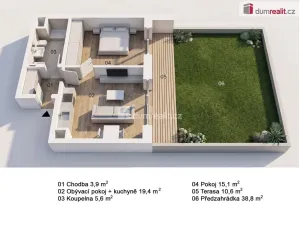 Pronájem bytu 2+kk, Praha - Nusle, Mužíkova, 44 m2
