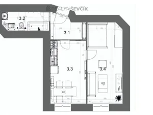 Pronájem bytu 2+kk, České Budějovice - České Budějovice 3, Pražská tř., 42 m2
