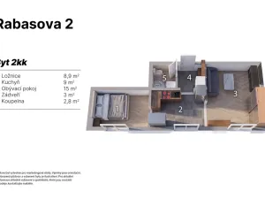 Prodej bytu 2+1, Slaný, Rabasova, 39 m2