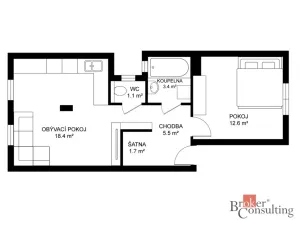 Prodej bytu 2+kk, Brno - Maloměřice, Karlova, 45 m2