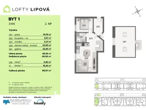 Prodej bytu 3+kk, Hodonice, 69 m2