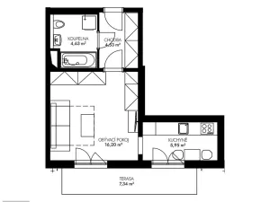 Prodej bytu 1+1, Praha - Dubeč, 38 m2