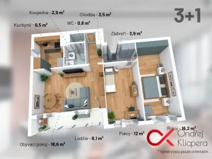 Pronájem bytu 3+kk, Praha, Habrová, 66 m2