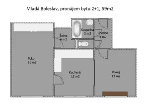 Pronájem bytu 2+1, Mladá Boleslav, Jiráskova, 59 m2