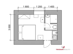 Pronájem bytu 1+kk, Hradec Králové - Plotiště nad Labem, 14 m2