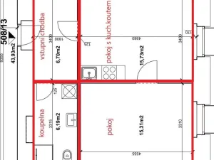 Pronájem bytu 2+kk, Písek - Pražské Předměstí, Vladislavova, 44 m2