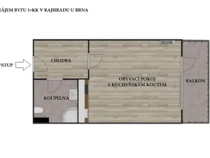 Pronájem bytu 1+kk, Rajhrad, Masarykova, 42 m2