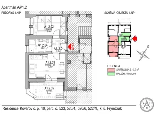 Prodej bytu 2+kk, Frymburk - Kovářov, 44 m2