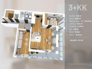 Prodej bytu 3+kk, Jinočany, Emy Destinové, 81 m2