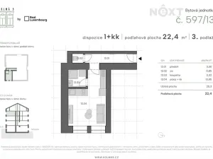 Prodej bytu 1+kk, Praha - Vysočany, Kolmá, 23 m2